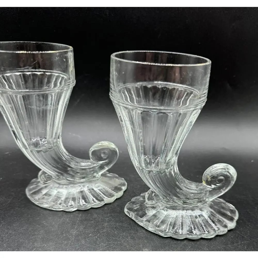 Set of 2 Jeannette Glass Cornucopia 